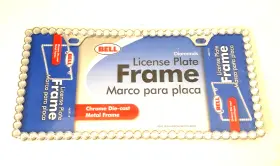 46291-8 Bell License Plate Frame Diamonds No. Chrome Die-cast Metal New