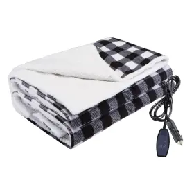 Big Hippo 795890898324 Electric Car Blanket Reversible Full Black White Plaid Big Hippo 795890898324 Electric Car Blanket Reversible Full Black White Plaid