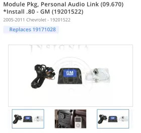 19171028 Gm Oem Part # Audio Link For Hhr Cobalt Saturn Sky Pontiac Solstice