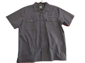 1836745 Harley-davidson Mens Xl Motors Dark Grey Black Pinstripe Shop Shirt Bar&shield