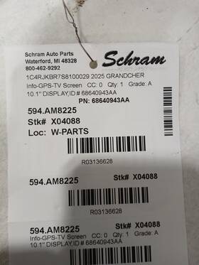Jeep 68640943aa Grand Cherokee 2025 Info-gps-tv Screen 3136628