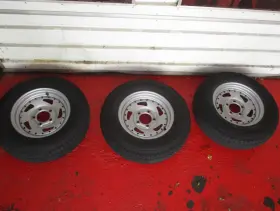 80d13 Jet Star St175/80d13 3 13 Inch Grey 5x4.5 Trailer Rims With Tires 4/32 Tread Bin