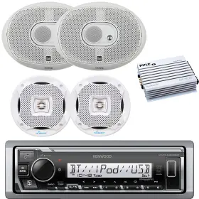 Dms369 Kenwood Single Din Marine Digital Media Receiver 2x 6.5 Inch 6x9 Speakers 4-ch Amplifier