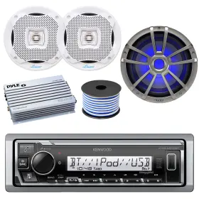 Kd-kmrm332bt-aq5cxw-plmra200 Kenwood Single Din Marine Digital Media Receiver 2x 5.25 Inch Speakers 10 Subwoofer Amp