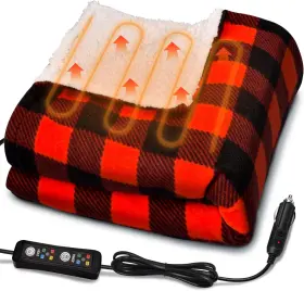 Ub73 Nicecastle 12v Car Heated Blanket 59 Inch X39 Portable Black&red