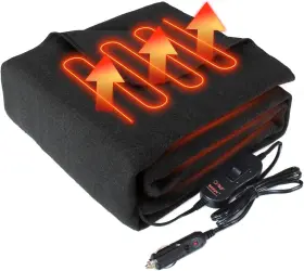 Sj734r003 Sjc 12-volt Electric Heated Car Blanket Auto Off With 2 Black