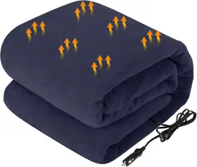 Westinghouse 810045674261 Heated Car Blanket 12-volt Electric 59 X 43 Inch Navy