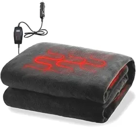 Se0055-m Zonetech Heating 12v Polar Fleece Material Blanket - Ideal For 1- Pack Black