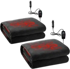 Se0055-var Zonetech Heating 12v Polar Fleece Material Blanket 2- Pack - Black