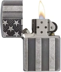 Zippo 28974 Armor American Flag Antique Silver Plate New. Price: $69.95.