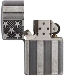 Zippo Armor American Flag Antique Silver Plate 28974 New. Price: $77.95.
