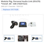 Gm Oem Part # 19171028 Audio Link For Hhr, Cobalt, Saturn Sky, Pontiac Solstice New. Price: $125.00.